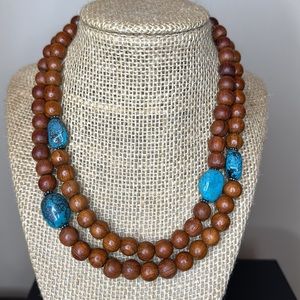 Silpada Wood & Turquiose Bead Necklace RETIRED
